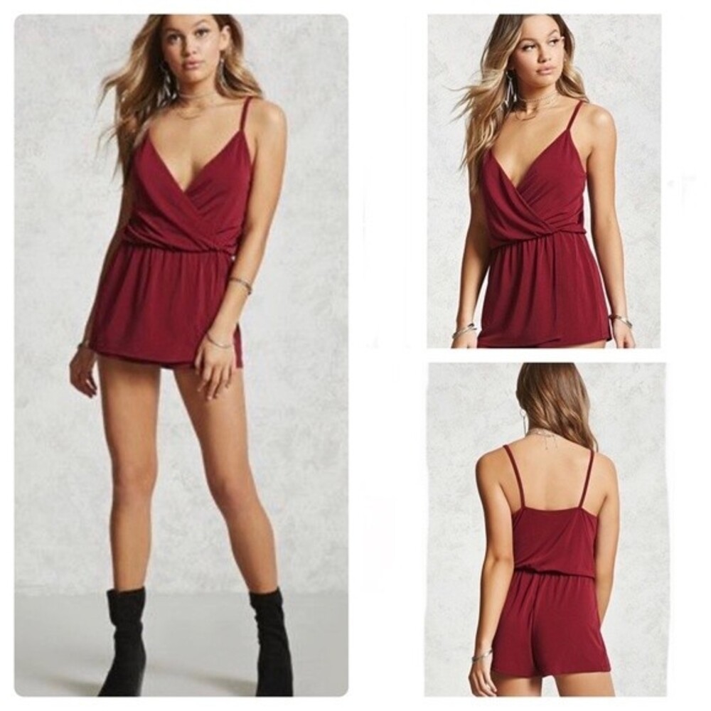 Raspberry Wine Wrap Top Dress Romper Size Small